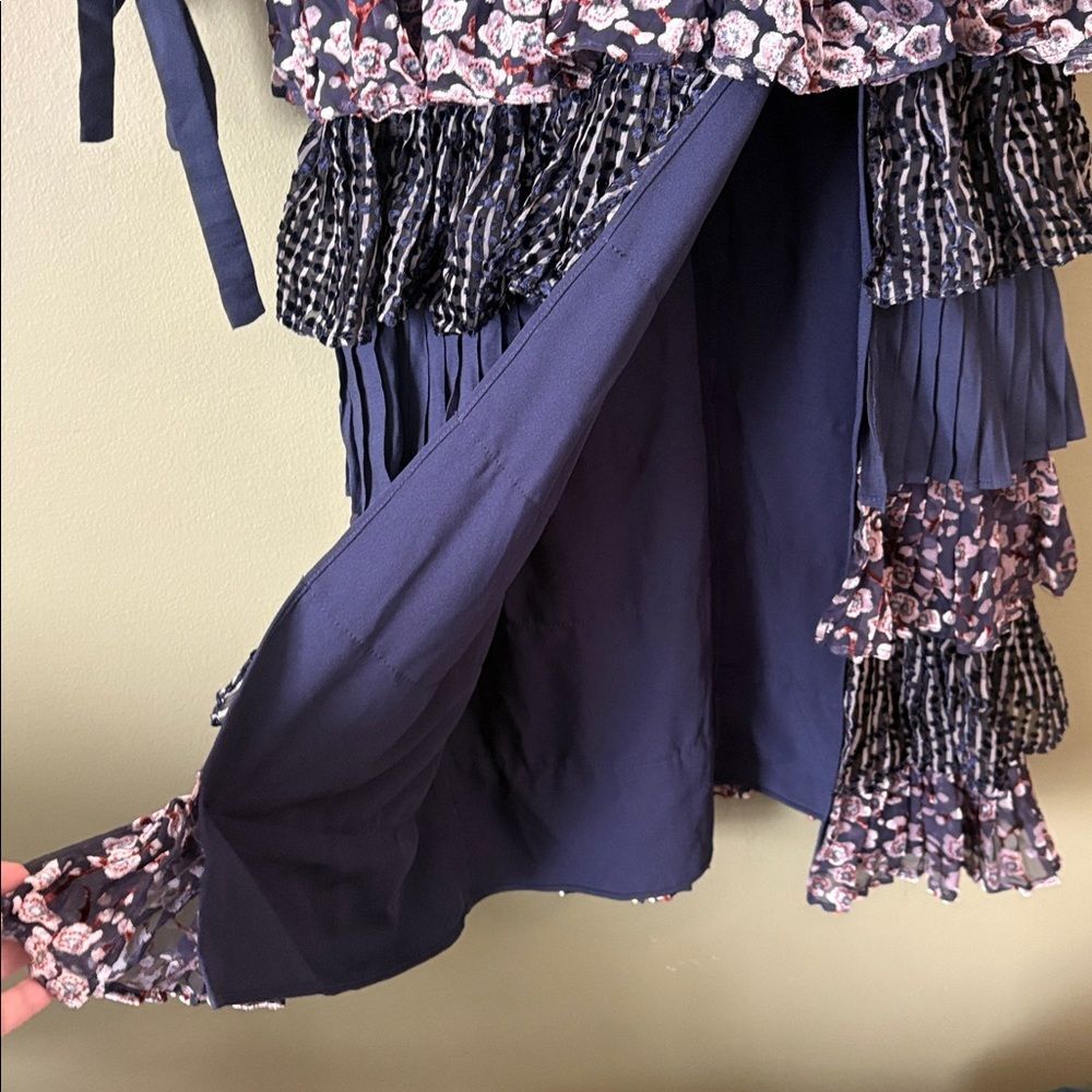 Chrissy Teigen X Revolve Luna Long Sleeve Tiered Ruffle Dress Navy Sz XS - Picture 6 of 9